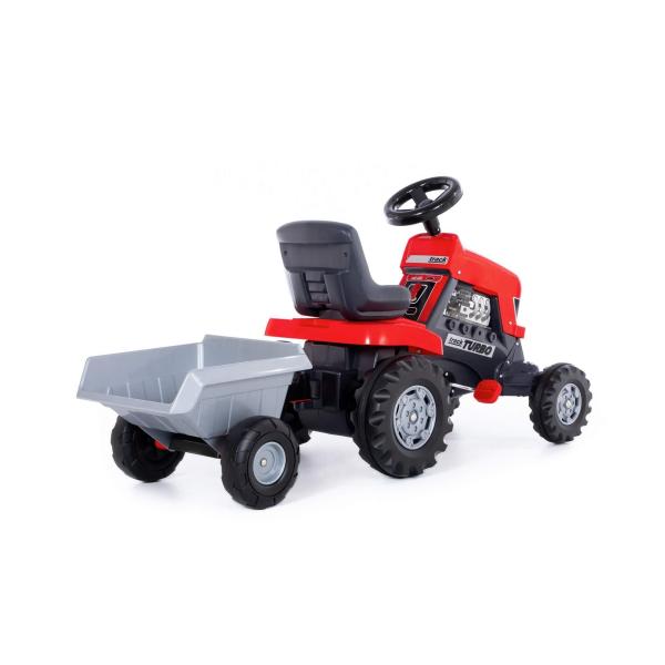 Trett-Traktor Turbo mit Anhänger, rot