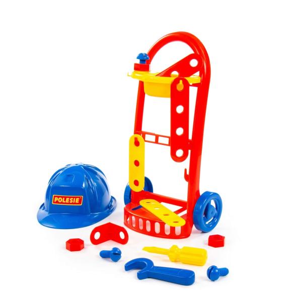 Werkzeugtrolley mit Helm, 14-tlg.