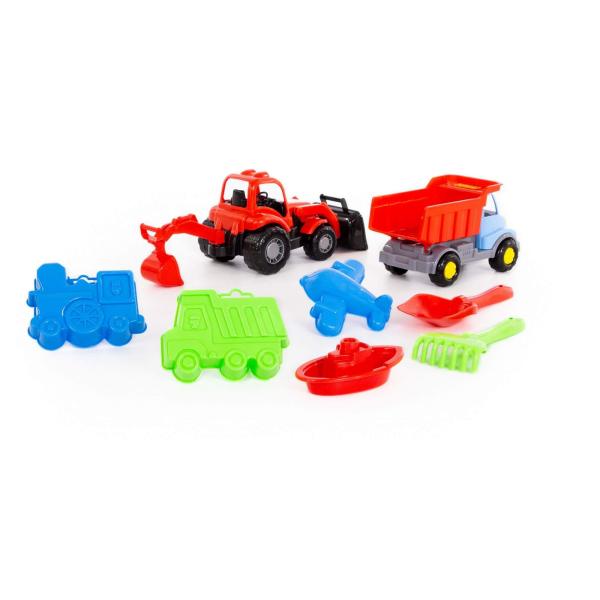 Eimergarnitur mit Taktor Country und Kipper Leon, 9-tlg. Set.630, (Rucksack)