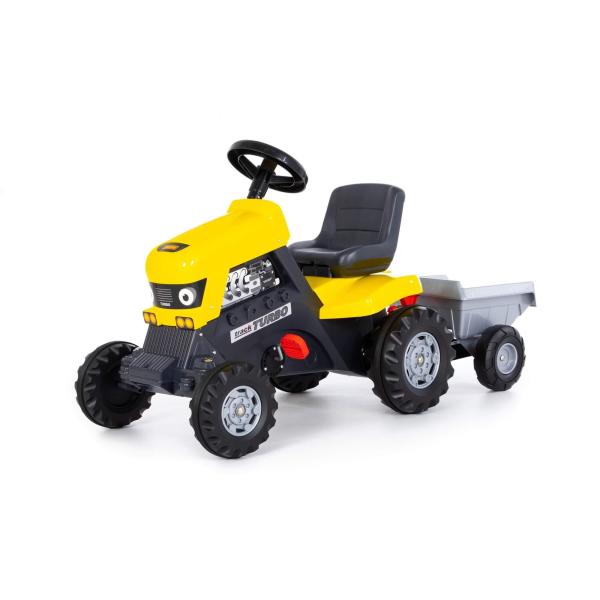 Trett-Traktor Turbo mit Anhänger, gelb