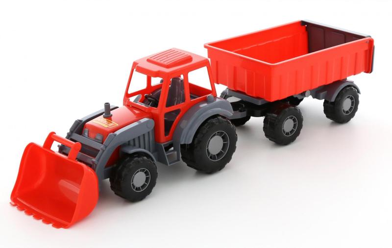 WADER Harzland Traktor mit 2-Achsanhänger Trecker Kinderspielzeug Sandspielzeug 