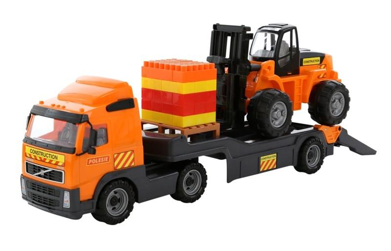 PowerTruck Tieflader mit Gabelst. u. Baustein-Mix auf Pal.