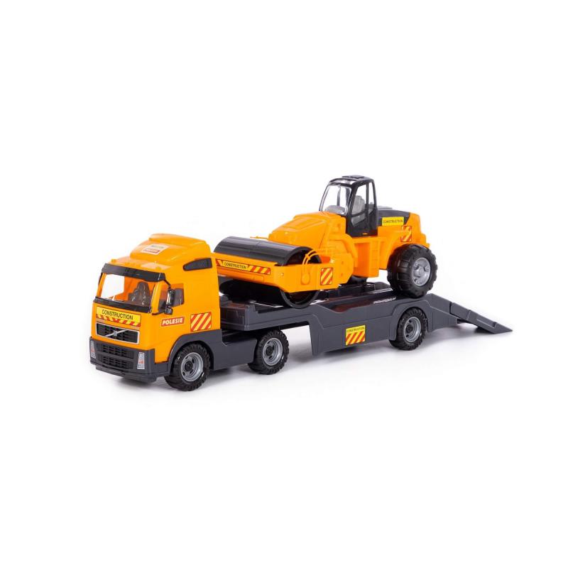 PowerTruck Tieflader mit Straßenwalze
