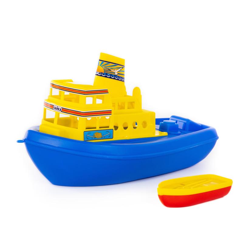 WADER Boot "Möwe" Schiff Wasserspielzeug Kinderspielzeug mit Beiboot NEU 