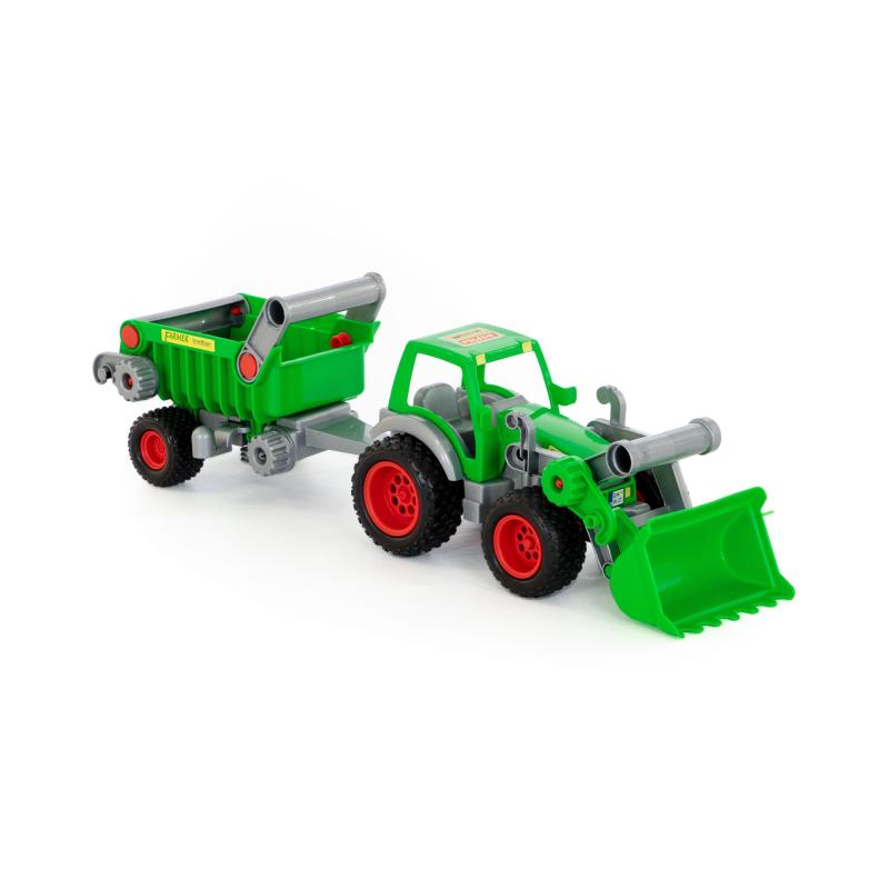 Farmer Technic Traktor mit Frontschaufel + Kippanhänger (box)