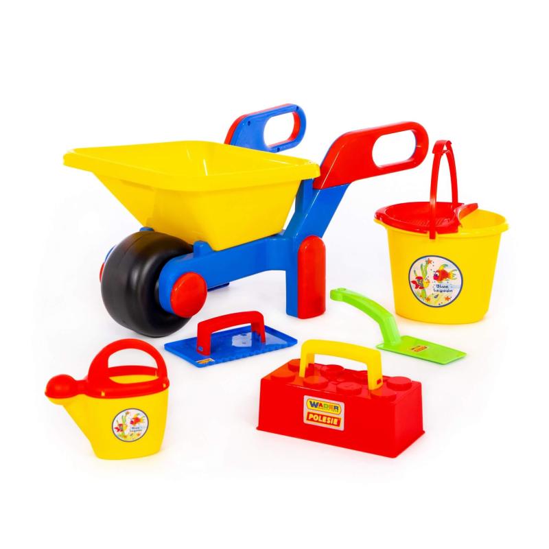 Bauschubkarre mit Baustelleneimergarnitur, 7-tlg.