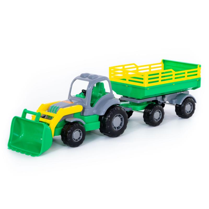 WADER Country Traktor mit Schaufel und Anhänger Trecker Landwirtschaftsfahrzeug 