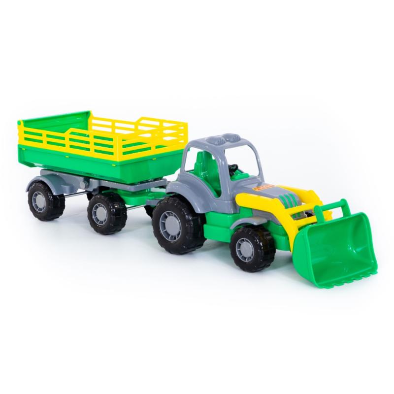 WADER Country Traktor mit Schaufel und Anhänger Trecker Landwirtschaftsfahrzeug 