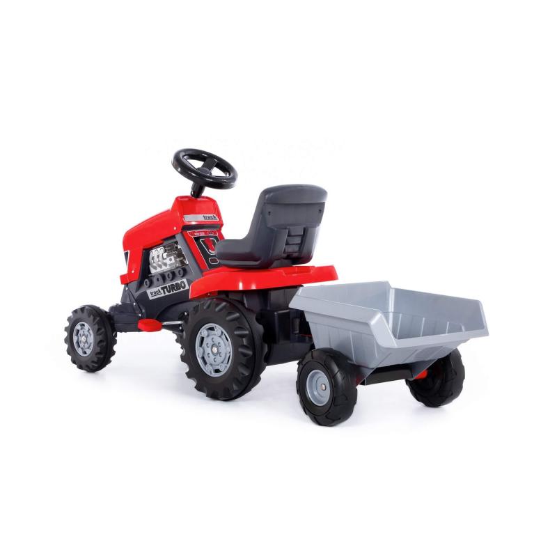 Trett-Traktor Turbo mit Anhänger, rot