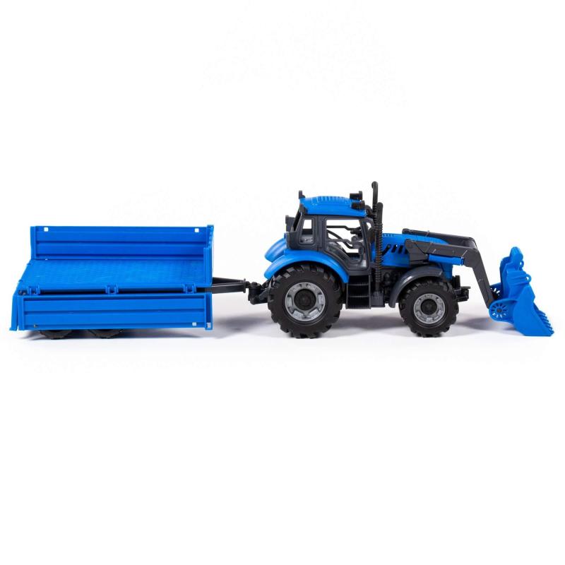 Traktor PROGRESS mit Schaufel und Kippanhänger blau (Box)