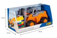 Gabelstapler PTS mit Baustein-Mix 30-tlg. auf Palette (Box)